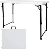 Table pliante 40 pouces Table en plastique portable Table pliante réglable en hauteur pour les fêtes intérieures et extérieures Pique-nique et camping (Blanc) Table de camping