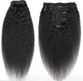 100% human hair echte mensen haar, remy hair, Haar extensions hairextensions haarextensions zwart met lichte krullen 40cm lang