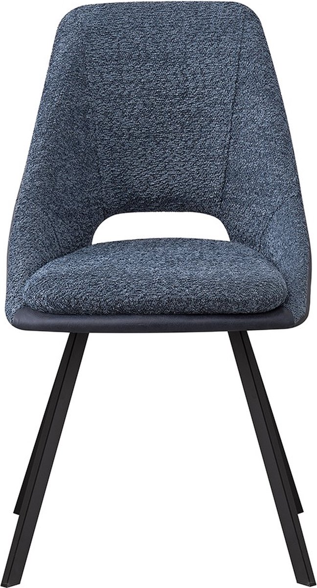 Interiax Eetkamerstoel Ada BouclÃ© Blauw Rug PU Blauw