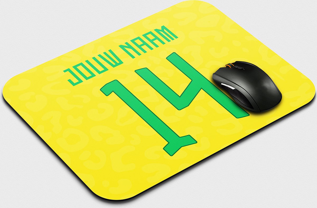 Muismat Brazilië - Gepersonaliseerd Met Eigen Naam - Anti Slip - Voetbal Muismatten - Voetbal Cadeau - 22,5 cm x 19 cm