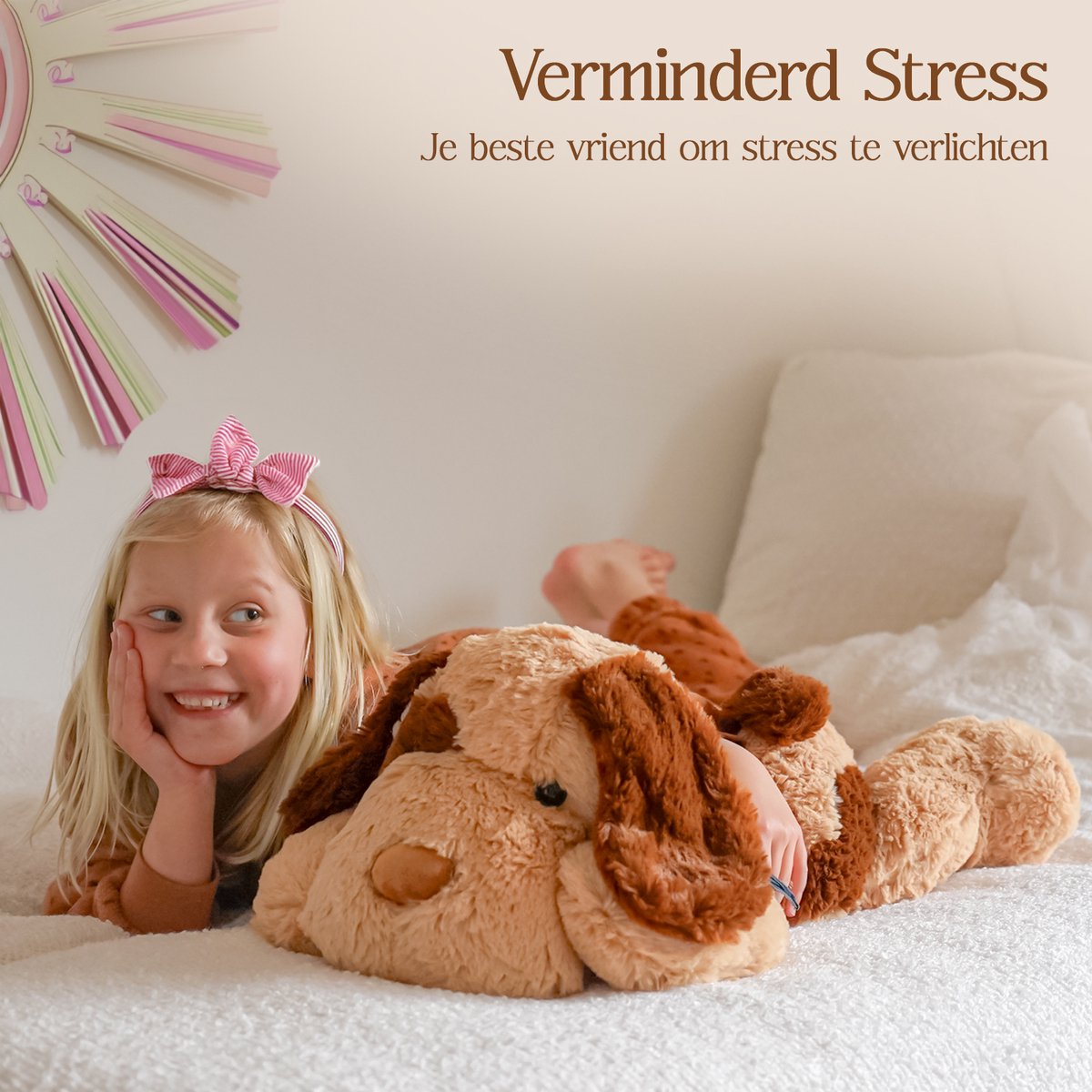 Big Baloo Verzwaringsknuffel Hond 2,5KG/70CM - Verzwaarde Zware Anxiety Knuffel - Weighted stuffed animal voor Kind & Volwassenen — afbeelding 2