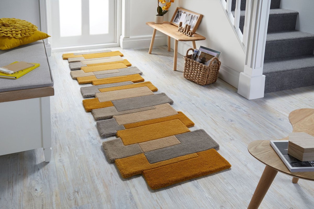 flycarpets Loper Abstract Modern Stracto Collage - Organische Vorm Vloerkleed - Rood - 60x230 cm