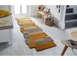 Flycarpets Loper Abstract Modern Stracto Collage - Organische Vorm Vloerkleed - Rood - 60x230 cm
