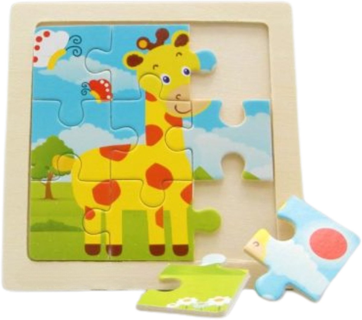 Kinderpuzzel Hout - Puzzel 9 stukjes - 9 puzzels - Puzzel voor peuter - Houten Puzzel - Dieren - Auto - Dinosaurus - Kinderspeelgoed - Uitdeelcadeaus - Cadeau - Jongen - Meisje - Speelgoed - 1 jaar - 2 jaar - 3 jaar - Kleuter - Dreumes — afbeelding 3