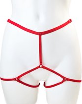 BamBella ® - Sexy Erotische bondage Open kruis Lingerie - Onesize - onderbroek onesize Rood
