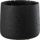 J-Line bloempot Potine - cement - zwart - medium - Ø 14.50 cm - 2 stuks
