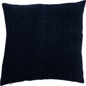 J-Line Kussen Rib Vierkant Velours - fluweel - blauw