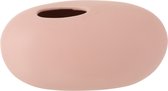 J-line Vase Ovale Céramique Rose Pastel 24.5x14.5x13