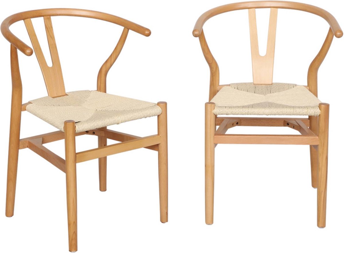 sweeek - Set van 2 stoelen van hout met touw vintage - cecile