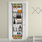 Queen Hangende Kruidenrek Met 6 Vakken Hang Keuken Opberger Voor Deur Kast Keukenrek Verstelbaar Organizers Zwart 16x 44x 126 Cm 820217462