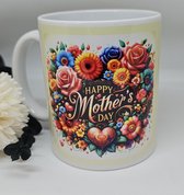 Mok - moederdag - bloemen - happy mother's day