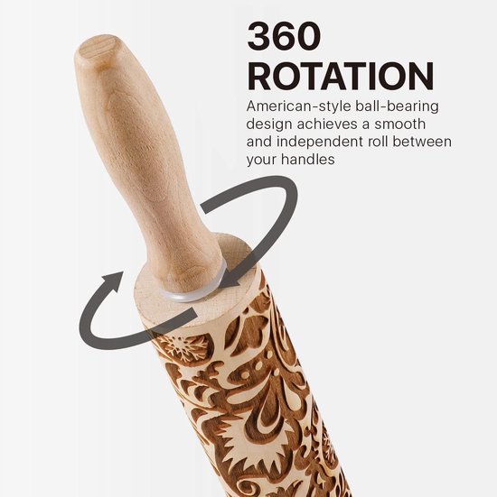 38 cm siliconen deegroller met antiaanbaklaag en beukenhandvat, keuken deegrollers, houten bakroller voor deeg, pizza, gebak, fondant, gebak, koekje