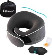 Quincs® - Luxe nekkussen - Reiskussen voor vliegtuig - Nekkussen Set - Memoryfoam - Traagschuim