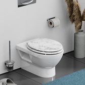 Wc-bril MARMOR STONE met softclosemechanisme van hout, toiletbril met wc-deksel, houten kern toiletdeksel met motief (maximale belasting van de wc-bril 150 kg), wit/grijs