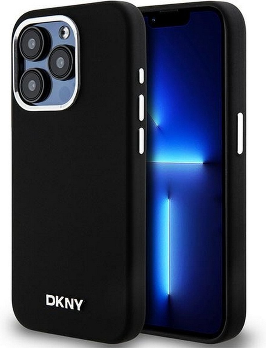 DKNY Silicone Metal Logo Back Case (MagSafe Compatible) - Geschikt voor Apple iPhone 14 Pro (6.1") - Zwart