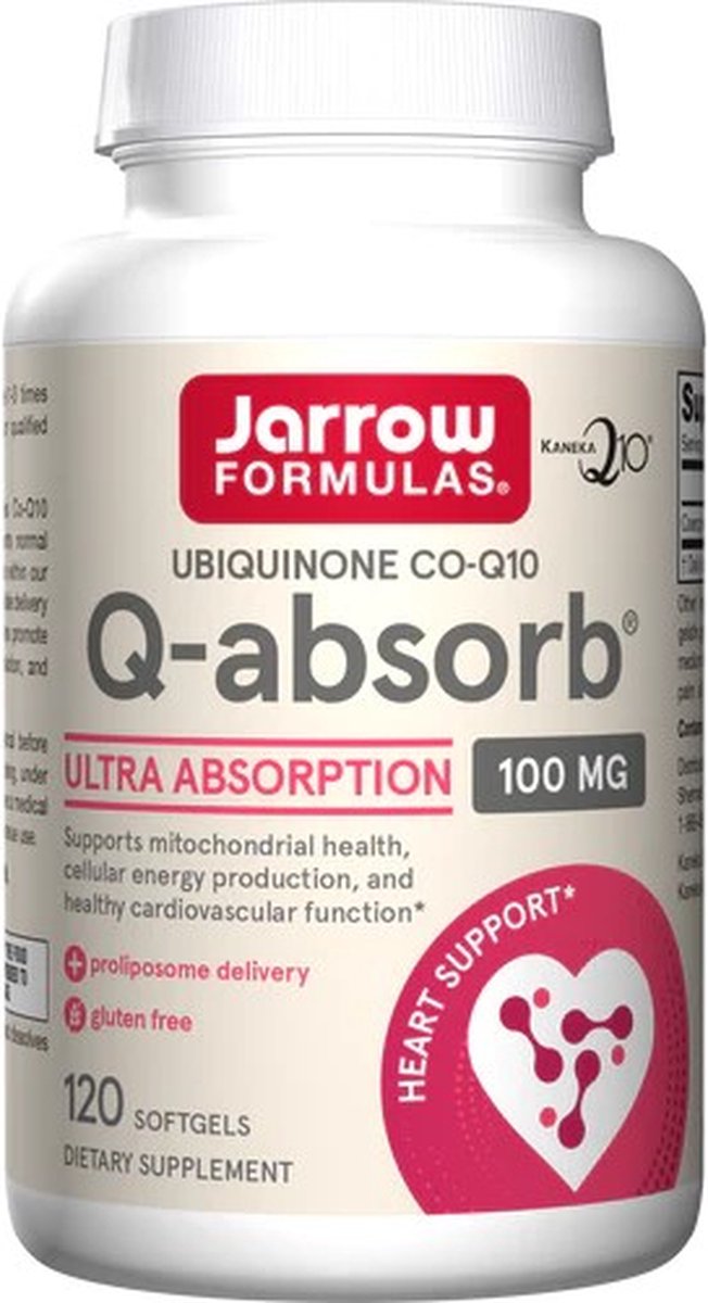 Goedkoopste Q-absorb 100mg 120 softgels grootverpakking - ubiquinon (co-enzym Q10) met fosfolipiden | Jarrow Formulas