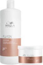 Wella Fusion Après-shampooing et masque capillaire – Après-shampooing 1000 ml et masque capillaire 500 ml – Pack économique
