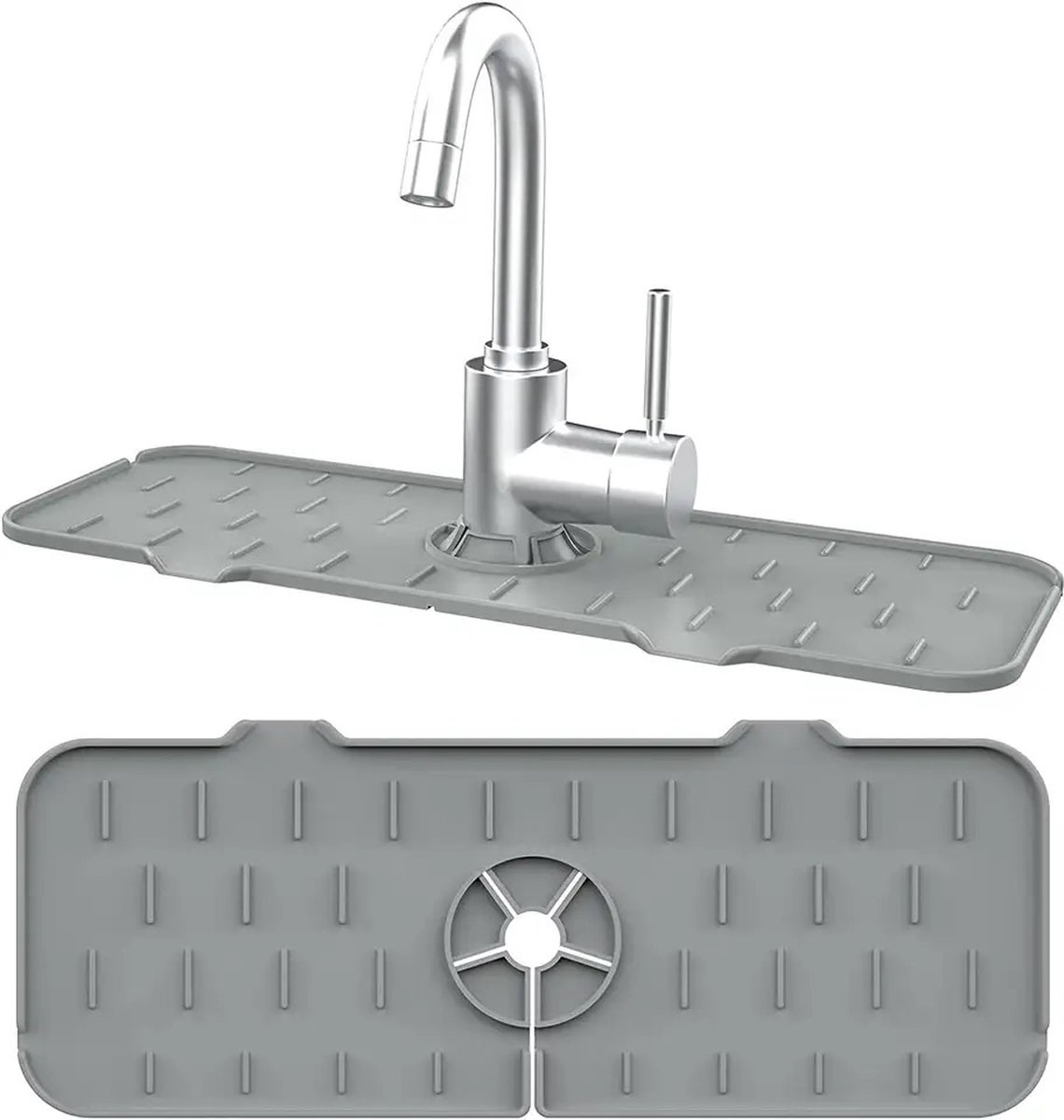 Goedkoopste FA-VE Siliconen Kraanmat - Afvoerpad - Gootsteenmat - Accessoires voor aanrecht - Siliconen Mat voor Kraan - Gootsteen - Droogmat - Afdruipmat - Keuken - Badkamer - Antislip - Grijs