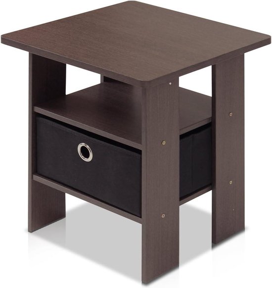 Andrey Bin Drawer Nightstand End Table - Transctioneel 1-Pack Donkerbruin/Zwart Beside shelf