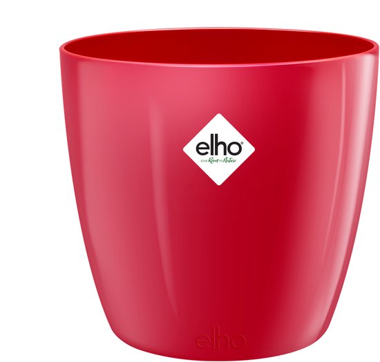 Elho Brussels Diamond Rond 14 - Pot De Fleurs pour Intérieur - Ø 13.6 x H 12.5 cm - Lovely rouge