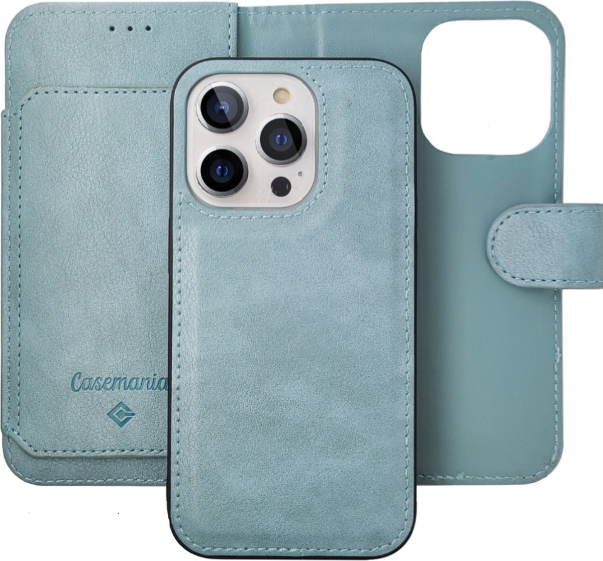 Casemania - iPhone 14 Pro - Bookcase incl. Pasjeshouder - Licht Blauw