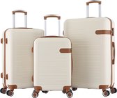 Royal Swiss - Set de valises - Légère - 4 Roues - Serrure à combinaison - Beige