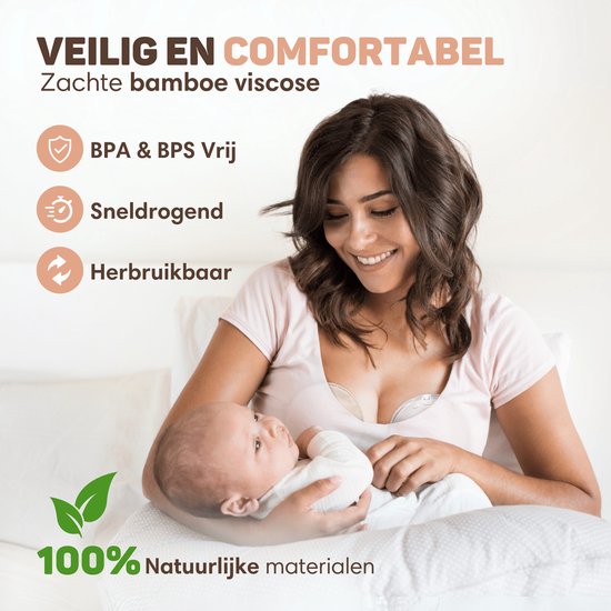 Vulpes Goods® BabyCare - Wasbare Zoogcompressen - 100% Organisch - 14 Stuks - Cup B t/m D - Wasbaar - Natuurlijk - Milieuvriendelijk - Incl. Waszak en Opbergetui van Vulpes Goods® — afbeelding 4