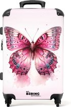 NoBoringSuitcases.com® - Kinderkoffer meisje vlinder - Trolley koffer kind - 20 kg bagage