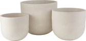 J-Line Set 3 Cachepots Ronds Ceramique Haut Blanc