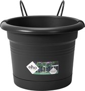 Elho Green Basics Potholder Allin1 Metaal 27 - Bloempot voor Balkon Buiten - Ø 19.5 x H 18.5 cm - Living Black