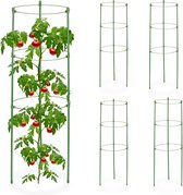 Relaxdays Klimsteun Trellis Plantsteun Struiksteun Tomatensteun Tomatenpilaar Toren 5-delige set