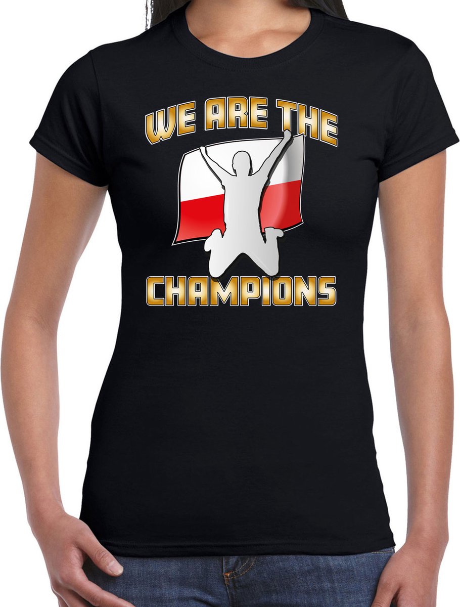 Bellatio Decorations Verkleed T-shirt voor dames - Polen - zwart - voetbal supporter - themafeest XL