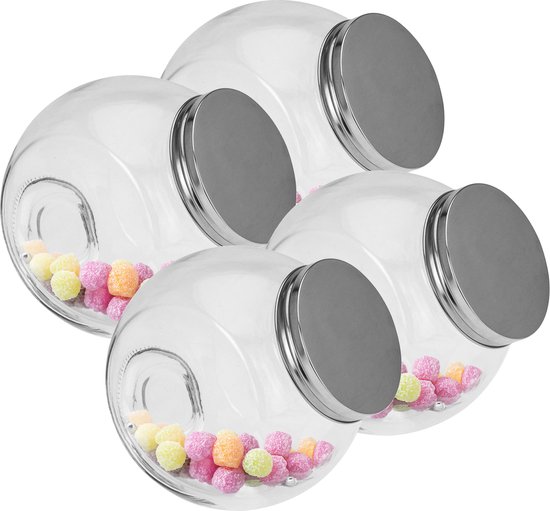 Truly Sweet Candy 14 plastic snoeppotten, 7 stijlen, 2 tangen en 50 zakken. Ideaal voor feest, bruiloft, zoete tafel, snoepbuffet (gouden snoepzakjes