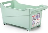 Plasticforte opberg Trolley Container - mintgroen - op wieltjes - L38 x B18 x H18 cm - kunststof - opslag box/bak - 12 liter