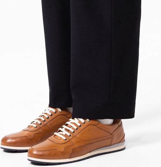 Van Lier - Heren - Cognac leren sneakers - Maat 47