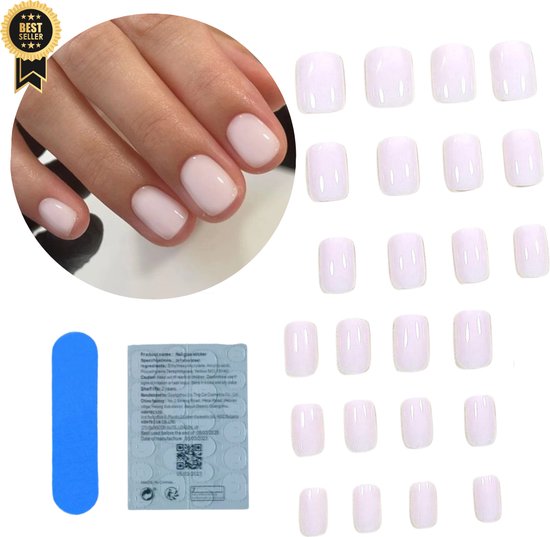 Foto: Guap plaknagels 24 stuks valse nagels press on nails zelfklevende plaknagels nepnagels kunstnagels compleet plaknagels starterspakket nagels wraps nail art zomer nagels 24 stuks plaknagels milky white