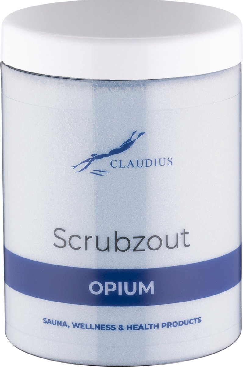 Goedkoopste Scrubzout Opium in handige pot - 1250 gram - met witte deksel - Hydraterende Lichaamsscrub