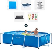 Intex zwembad - Complete set - 260x160x65 cm - Inclusief zwembadtegels - Afdekzeil - Filterpomp - Solarmat - Duikspeelgoed