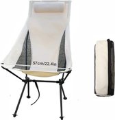 WestTune - Chaise pliable - Chaise de plage - Chaise de camping - Chaise de pêche - Portable - Avec appui-tête - Pieds anti-effondrement - Comprend : Porte-gobelet amovible et sac de rangement - 57 cm x 43 cm x 105 cm - Beige