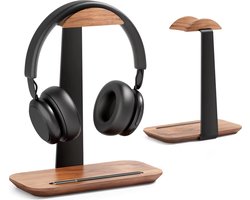 Alberenz koptelefoon houder - Walnoot afwerking - Headphone stand - Met pennenhouder - Combineer met Alberenz Monitorverhoger
