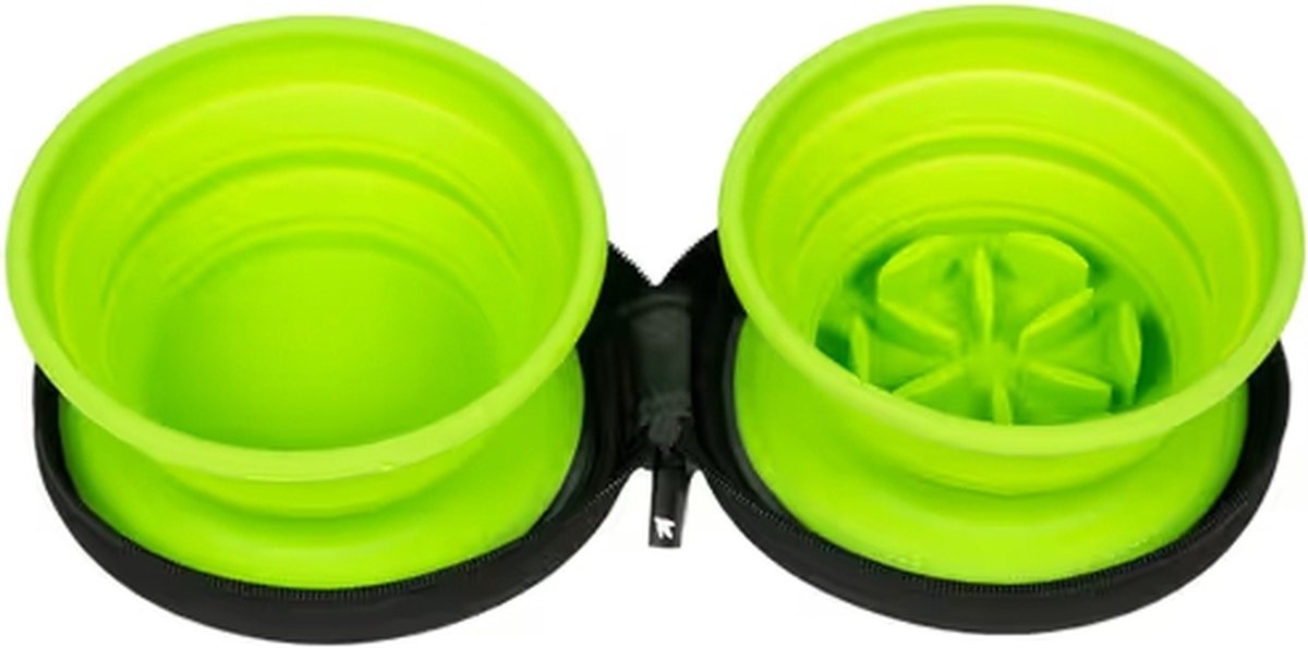 Kiwi Walker - Voer En Drinkbak - Slow Feeder - Hond - Voor Onderweg - Groen - 2x 350ML