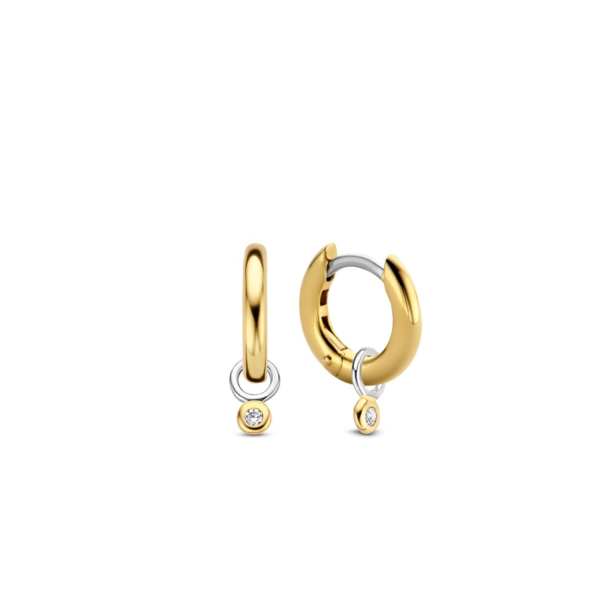 TI SENTO Dames Oorbellen - 925 zilver - Zirkonia met geel verguld - 7868ZY