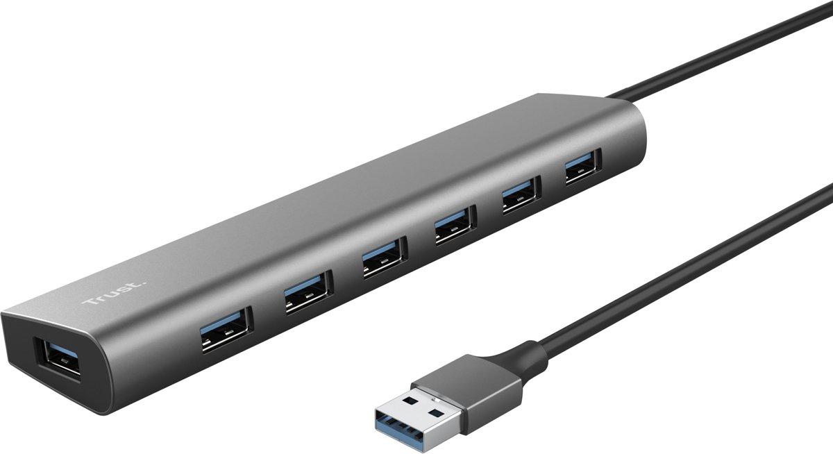 Trust Halyx - Hub - 7 poorten - USB A - Grijs