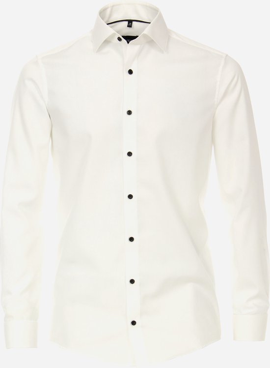 VENTI modern fit overhemd - popeline - wit met dubbele manchet - Strijkvrij - Boordmaat: 44