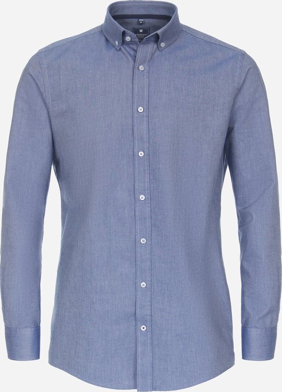 Redmond comfort fit overhemd - popeline - blauw - Strijkvriendelijk - Boordmaat: