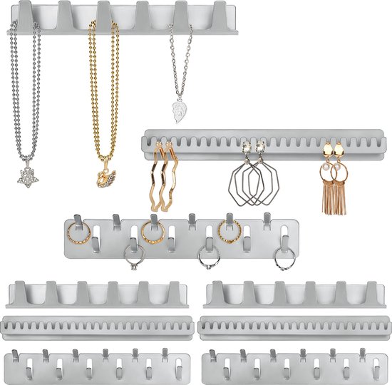 Belle Vous 3 Pak Metalen Ketting Hanger Houders - Set van 3 Zelfklevende Muurgemonteerde Haken & Pinnen - Hangende Display Organizer - Kettingen, Ring, Armbanden & Oorbellen Opslag Houder (9 Pack)