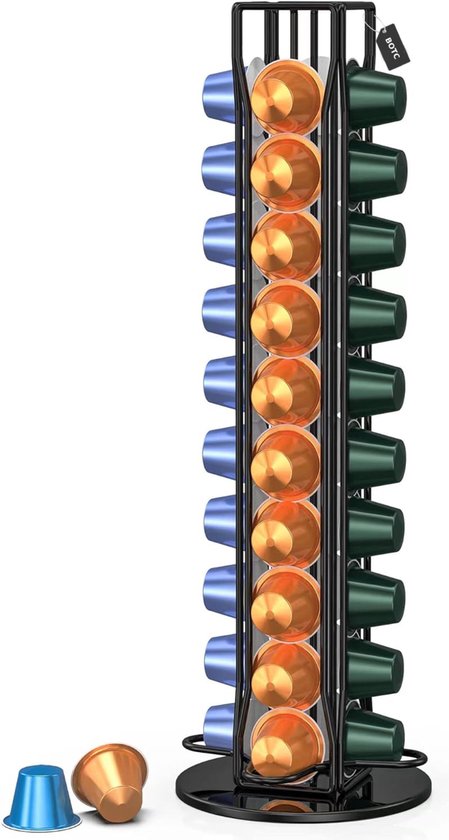 BOTC Capsulehouder - Capsulehouders geschikt voor 40 Nespresso Pods - Draaibaar - Koffiecups houder - Zwart