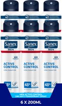 Bol.com Sanex Men Active Control Deodorant Anti-Transpirant Spray 6 x 200ml - Voordeelverpakking aanbieding