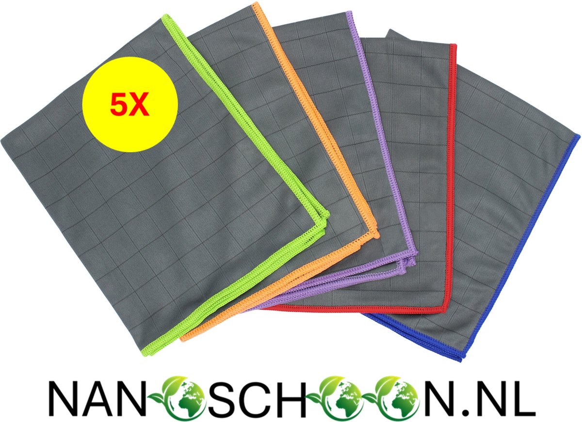 Goedkoopste CARBON - Poetsdoek - Vaatdoek - Microvezeldoekjes - Stofdoek - Streep loze schoonmaak - Ramen - Marmer - RVS - Droogdoek - Anti statisch - Huishouden - Auto poetsen - Set 5 stuks - 40X50 CM. - Super sterk tot 500 x wassen!!