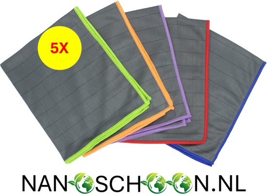 Foto: Carbon poetsdoek vaatdoek microvezeldoekjes stofdoek streep loze schoonmaak ramen marmer rvs droogdoek anti statisch huishouden auto poetsen set 5 stuks 40x50 cm super sterk tot 500 x wassen 